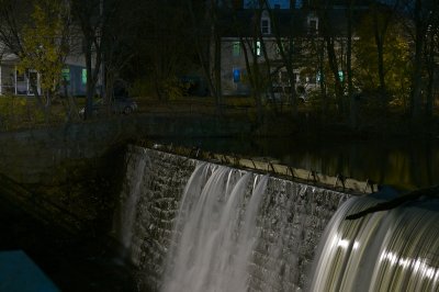 Saxonville falls at night