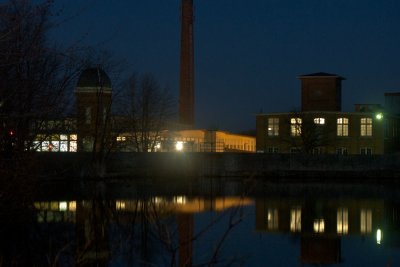 Saxonville mills at night