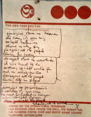 John's Handwriting for the Lyric of Imagine.