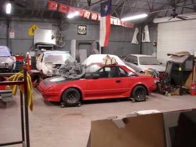 The new car still moving around the shop...