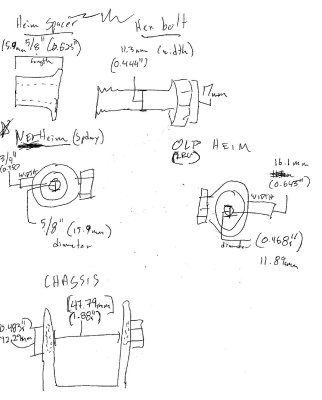 Measurements for rear tie rod heims