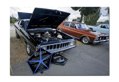 Aussie muscle Valiant Charger VJ E55 and Ford Fairmont 351.jpg