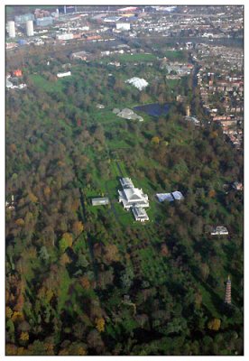 Aerial view of Kew Gardens, London