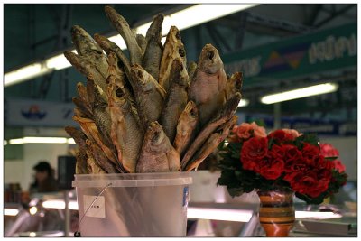 Fish and flowers at the market