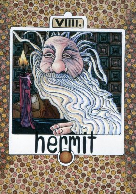 Tarot Card, The Hermit, Colored Pencil