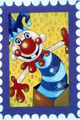 Jester Postage Stamp, Acrylic