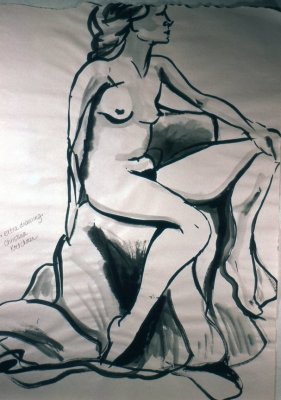 Nude Study, India Ink