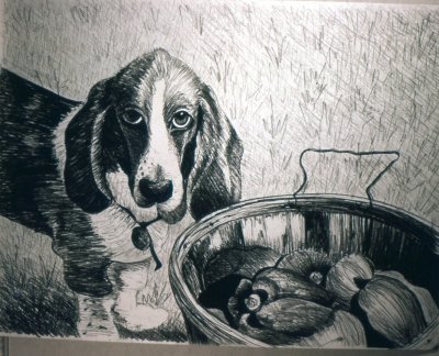 Ruby And Vegetables, Litho Pencil