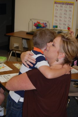 First day of school - big hug for mom!
