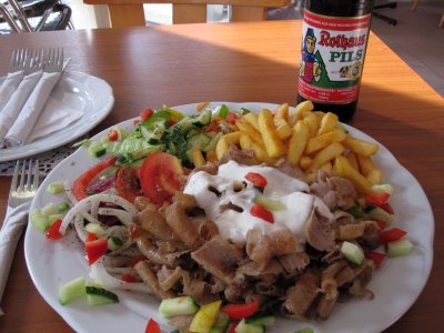 Doner Teller - Some Chicken Gyro type of food with oil and vinegar slaws.