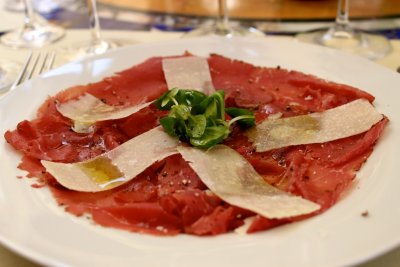 Carpaccio with parmesan and olive oil