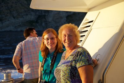 Megan and Lil on the ferry from Capri