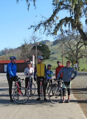 Part of the group in downtown Nicasio.