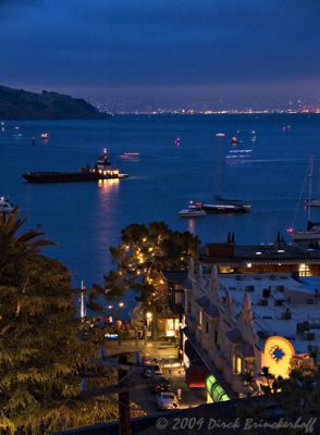 Workboat Positions Barge Off Sausalito