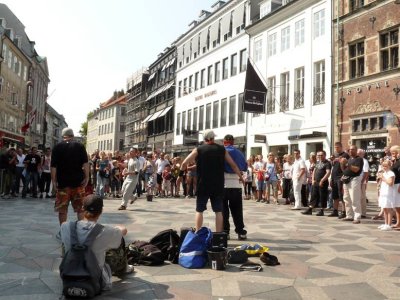 On the Stroget pedestrian zone.