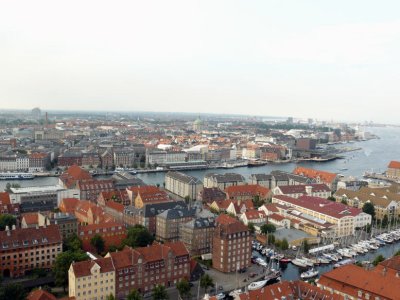  Looking over the city of Copenhagen.
 View from Vor Frelsers Kirke.