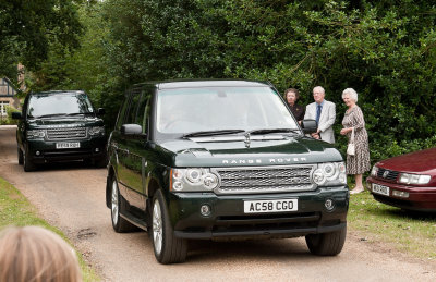 The Queen driving her Range Rover from the Church at Sandringham