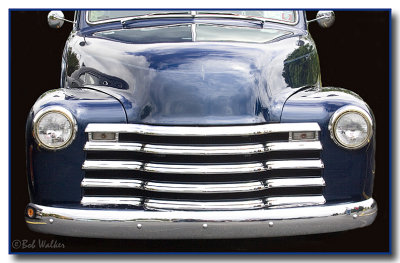 Dark Blue Street Rod Truck's Front End