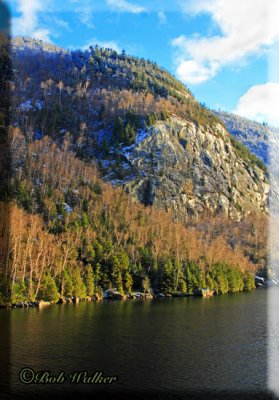The Rock Face Of Cascade Lake