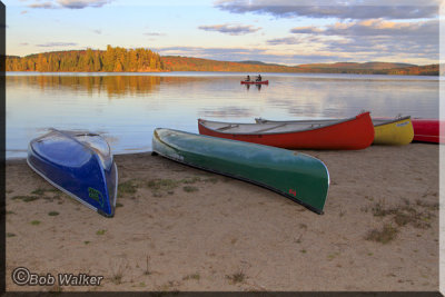 Canoes Along The Beach At Lake Of Two Rivers