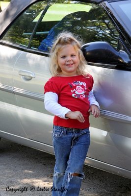 Holley and Grandpa's car (she insists it's grandma's car!)