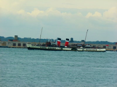 CALEDONIAN STEAM PACKET - P.S. WAVERLEY (The Last Sea Going Paddle Steamer) @ Hurst Castle from Totland, Isle of Wight