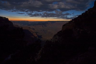 Sunset screams Red White & Blue as I start down the South Kaibab trail