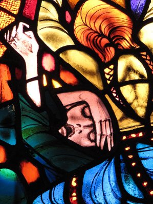 Detail of a stained glass window of the Washington National Cathedral