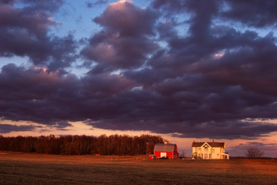 Farm in sunset light