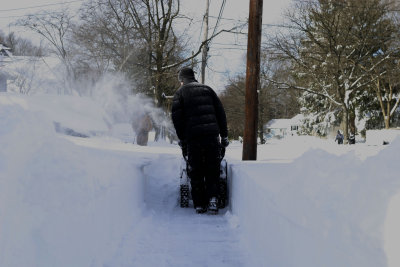 Nick Snowblowing Front Walk
