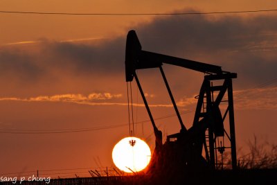 Land Oil Rig at Sunset