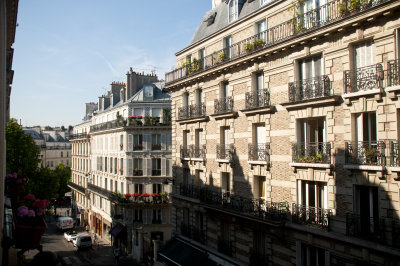 Rue des Martyrs from hotel window