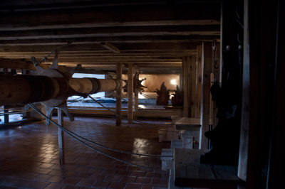 underneath the stage