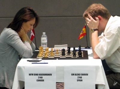 IMG_6003 WFM Dina Kagramanov vs GM Alexei Shirov at Canadian Chess Championship July 12