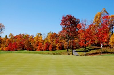 Mother Nature showing her Fall colors on the 11th Hole at the Highlands Golf Course at Primland