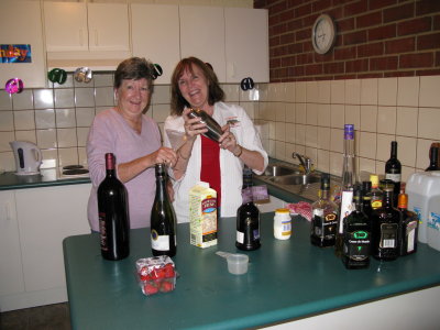Ivy and Robyn making the cocktails.