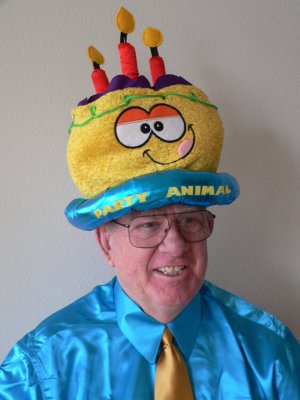 Alan Burt in party animal costume