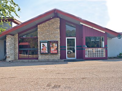 This building contains the inside cinema with the Drive-in behind it.