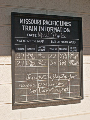 The train schedule from 1960