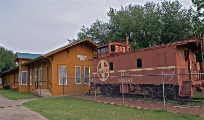 The Valley Mills Depot and Railroad car.