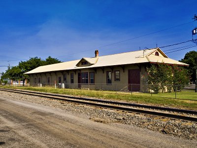 A trackside view of this depot