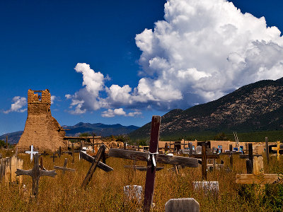 A view of the  Taos Pueblo Cemetary