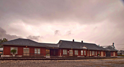 Canton MS train station  on a rainy  day