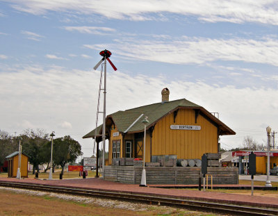 The Bertram, TX train depot.Narrow gauge railroad completed in 1882  Converted to standard gauge in 1902..