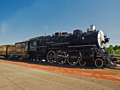 A shot of the Atchison, Topeka and Santa Fe Engine 3423