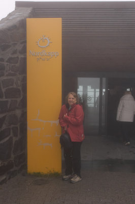 Bev at entrance of North Cape building