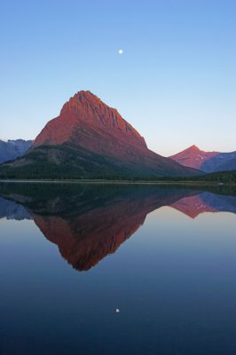 Sunrise at Swiftcurrent Lake with Mount Grinnell