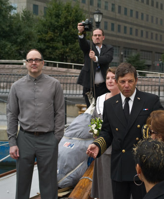 Chris Williams(c)wedding of Jeff Moore(l) Kathryn Leonard Moore(r)ex.r is Captain Patrick Harris (photo Helena Boskovic)