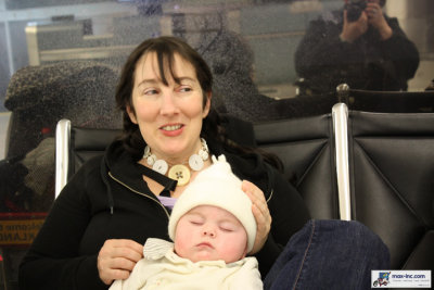 Iris & Boo wait at the Airport - Plane Delay! - 12/25/08