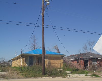 Blue FEMA Tarp Roof